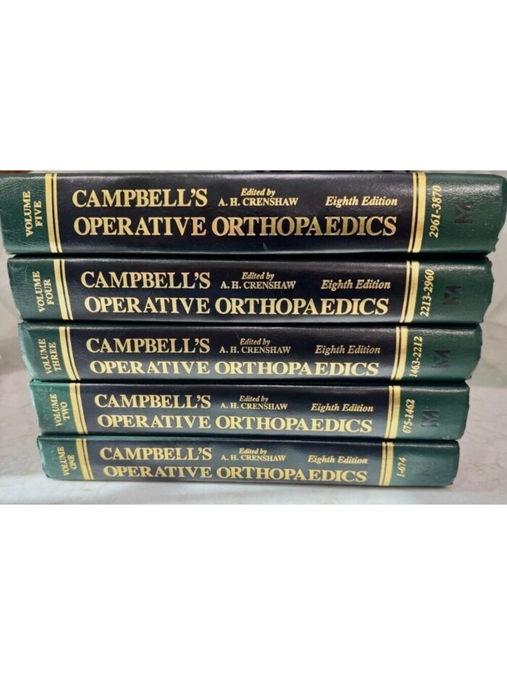 Campbell's Operative Orthopaedics Eighth Edition 5 Volume Set A.H. Crenshaw MD